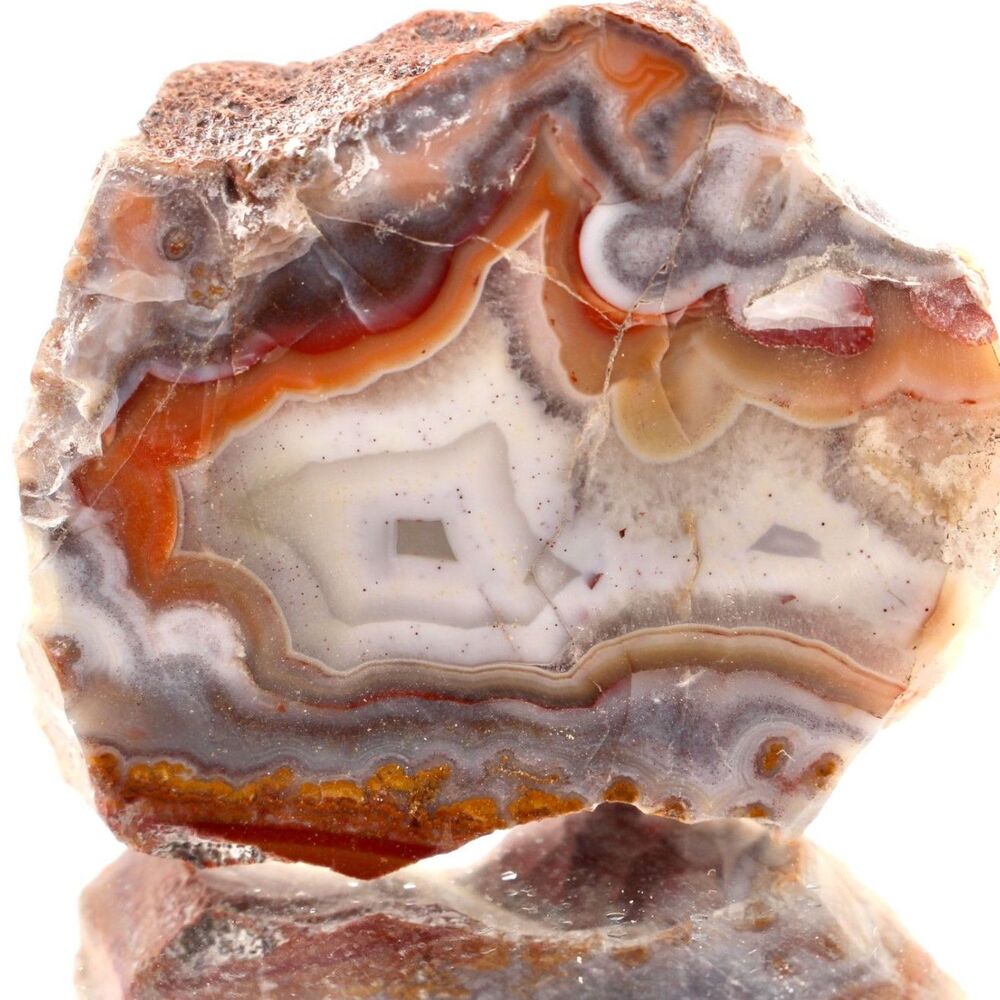 Polished Moroccan Agate Face Side Geode Nodule Slice Half Natural Rough 57g